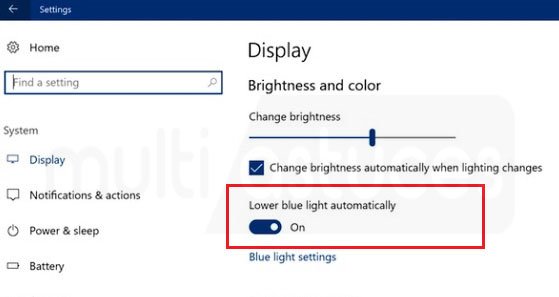 activer le filtre Lumière bleue Windows 10
